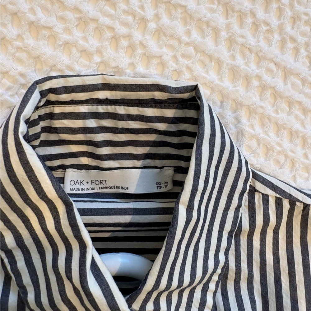 OAK + FORT Black and White Striped Button Down Shirt - Picture 3 of 3